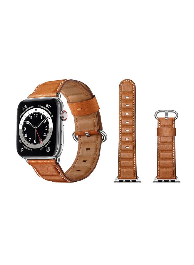 vesus Genuine Leather Replacement Band For Apple Watch Series 6/SE/5/4/3/2/1 Brown