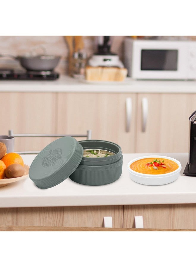 JAYPEE Mini Max Lunch Box for School, Office, Ideal for Snacks and Meal, Keeps Food Hot & Fresh Insulated Stainless Steel Inner with Plastic Dish Inside for Office, College and Picnic, Green, 500 ml - Image 2