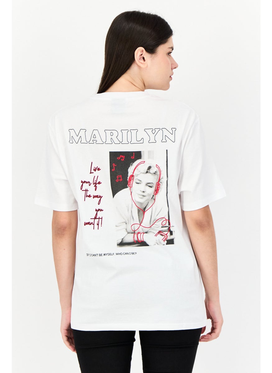 Marilyn Monroe - Women Oversized Fit Crew Neck Short Sleeves Graphic Print T-Shirt, White - Image 1