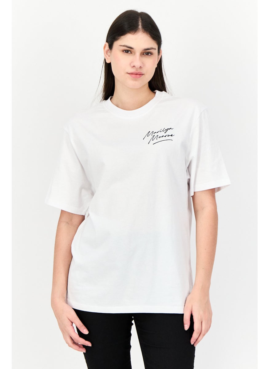 Marilyn Monroe - Women Oversized Fit Crew Neck Short Sleeves Graphic Print T-Shirt, White - Image 1