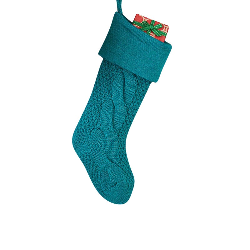 Solid Color Knitted Christmas Socks Christmas Socks Gift Bag Large Knitted Wool Home Wall Decoration Candy Bag Socks Set - Image 1