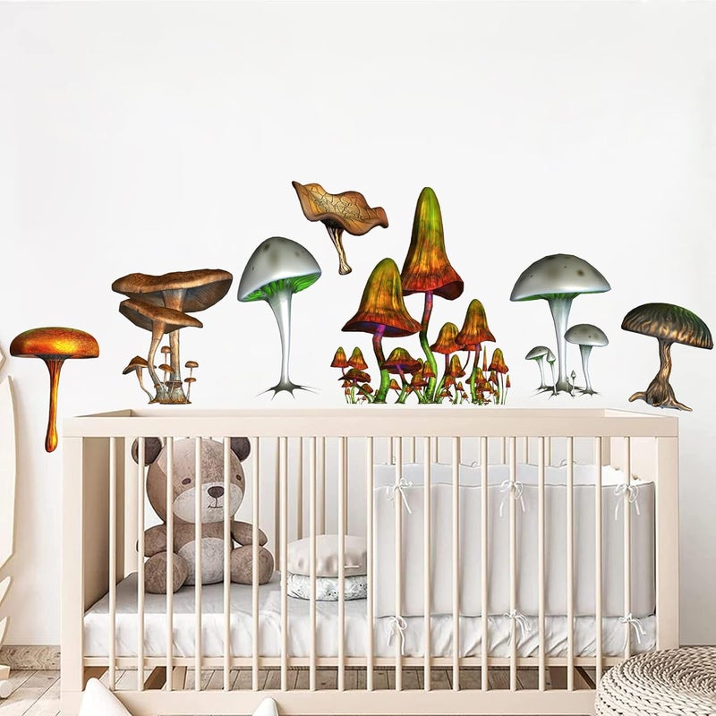 LIYAOLI Mushroom Wall Stickers for Girls Bedroom Decor Nursery Wall Decals - Image 1