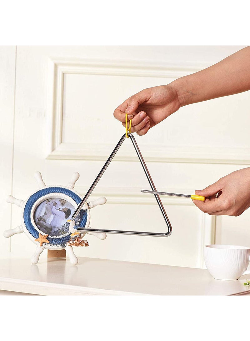 واي آند دي Musical Steel Triangle Percussion Instrument with Striker for Adults Kids Dinner Bell Small Instruments - Image 2