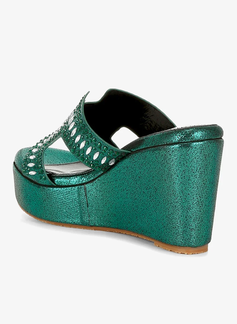London Rag green Diamante & Rhinestone Detail Cut-Out Sandals in Green for Women | Best Price UAE