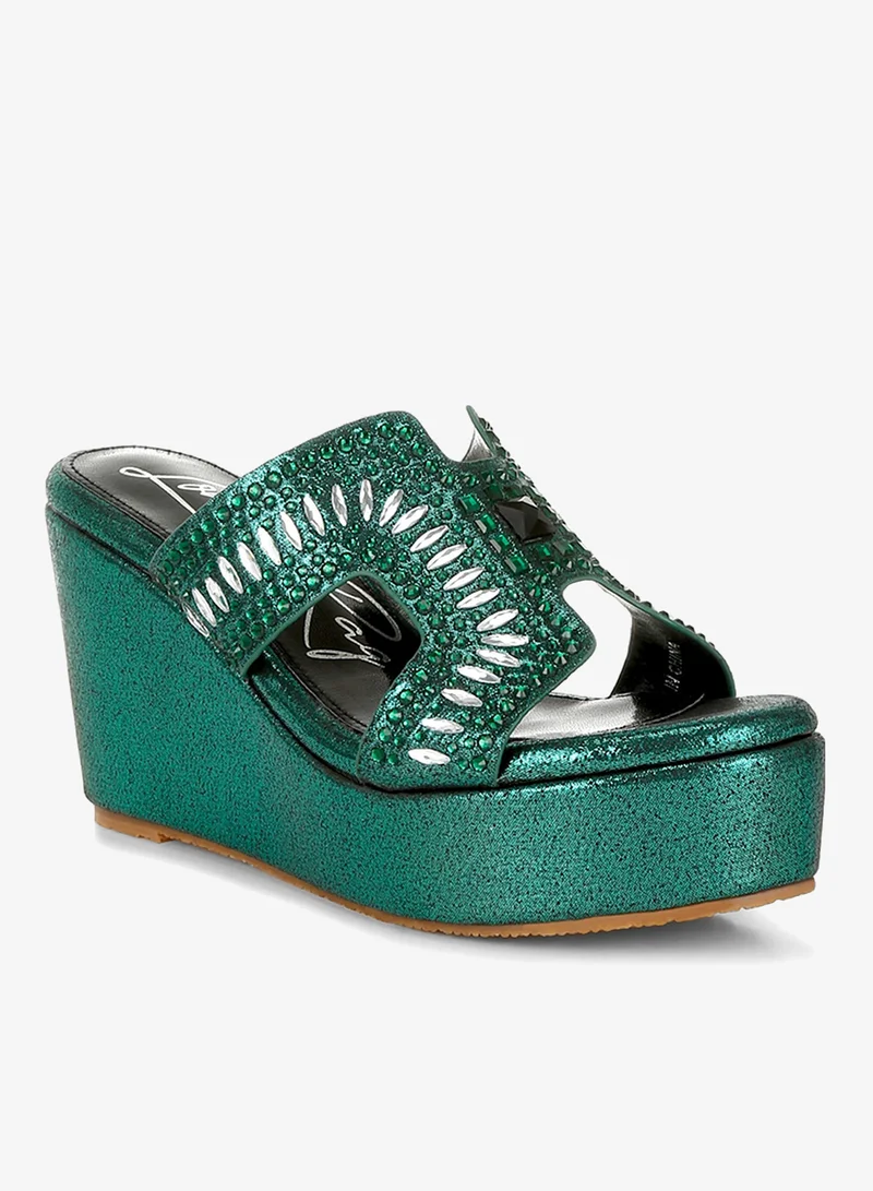 London Rag green Diamante & Rhinestone Detail Cut-Out Sandals in Green for Women | Best Price UAE