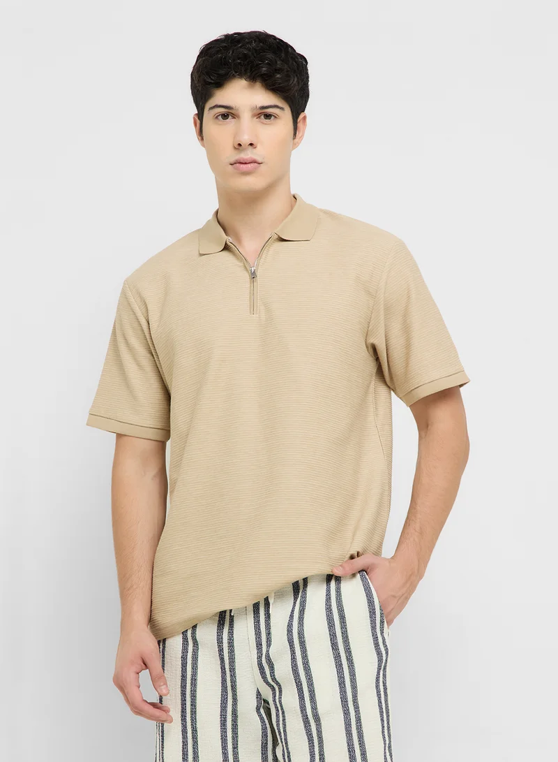 جاك اند جونز JPRCCRONNIE SS ZIP POLO NOOS