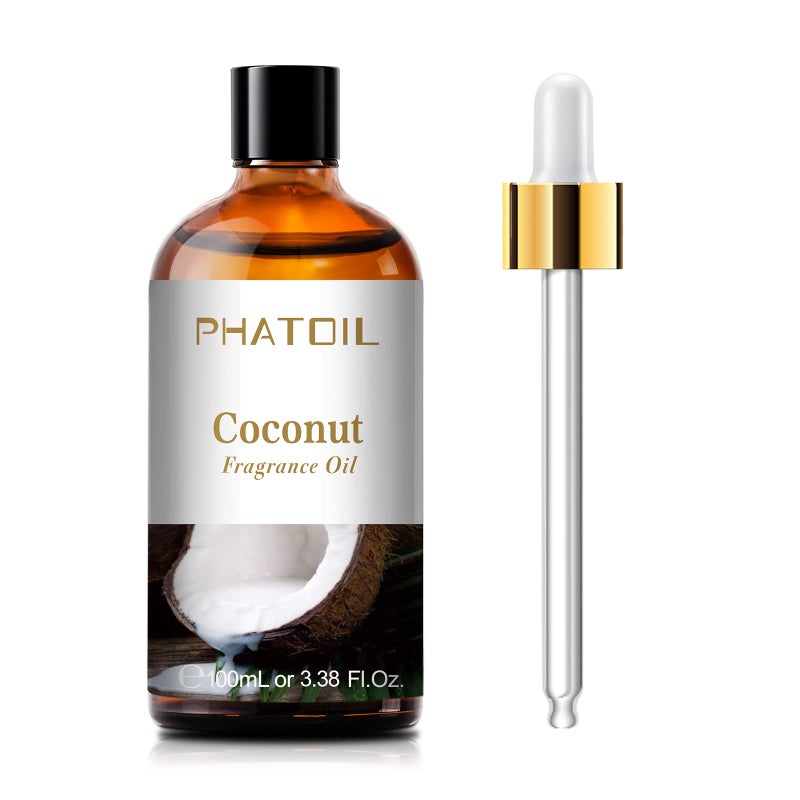 PHATOIL 3.38FL.OZ Coconut Fragrance Oils for Aromatherapy, Essential Oils for Diffusers for Home, Perfect for Diffuser, Yoga, Skin Care, DIY Candle and Soap Making - 100ml - Image 1