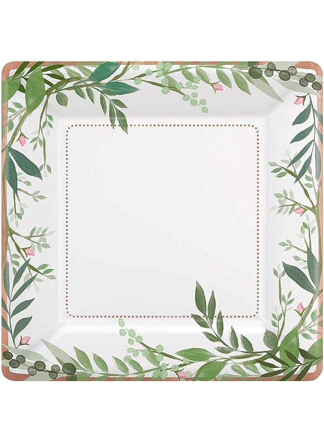 Amscan Love And Leaves Metallic Paper Plates