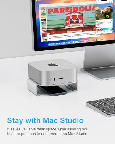 SNANSHI Mac Studio Stand - Aluminum Desktop Stand Designed Only for Mac Studio,Improved Airflow Effectively Dissipate Heat, Desk Organization - Image 3