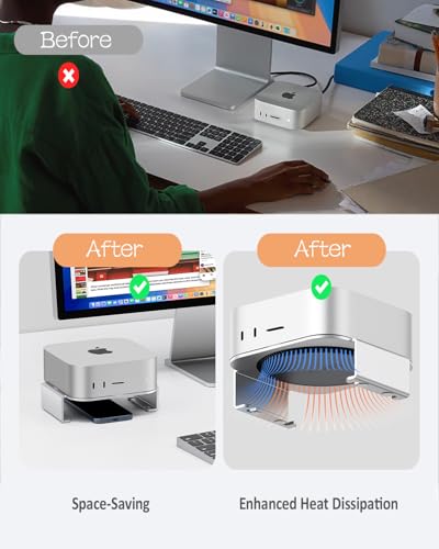 SNANSHI Mac Studio Stand - Aluminum Desktop Stand Designed Only for Mac Studio,Improved Airflow Effectively Dissipate Heat, Desk Organization - Image 5