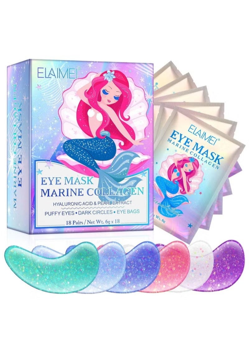 Elaimei Under Eye Patches (18 Pairs) - Pearl Eye Mask with Natural Marine Collagen, Hyaluronic HA - Reduce Wrinkles, Puffy Eyes, Dark Circles, Eye Bags - Anti Aging Under Eye Masks, Eye Wrinkle Pads & Patches  - Image 1