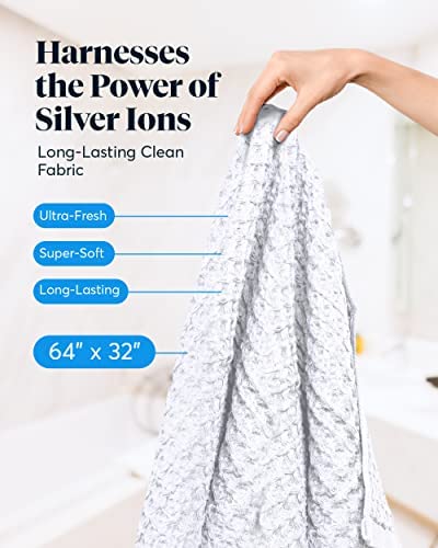 SUTERA Silverthread Bath Towel | Antimicrobial Towel with Silver Ion Technology | Waffle Weave Design, Plush, Lightweight, and Quick-Drying for Everyday or Spa Use | 31" x 57" (White) - Image 2