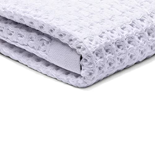 SUTERA Silverthread Bath Towel | Antimicrobial Towel with Silver Ion Technology | Waffle Weave Design, Plush, Lightweight, and Quick-Drying for Everyday or Spa Use | 31" x 57" (White) - Image 1