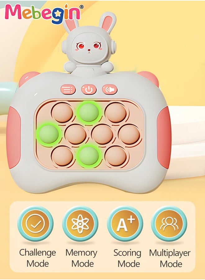 MEBEGIN - Quick Push Bubble Game with Lanyard and 4 Fun Game Modes, Rabbit-shaped Push Pop Game, Mini-Handheld Fast Speed Push Game Console with Light and Sound, Fun Electronic Push It Pop Fidget Toys, Creative Antistress Toy for Kids and Adults, 3 AAA Batteries(Not Included) - Image 1