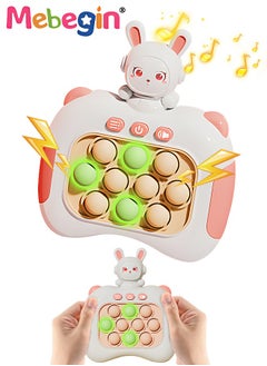 Quick Push Bubble Game with Lanyard and 4 Fun Game Modes, Rabbit-shaped Push Pop Game, Mini-Handheld Fast Speed Push Game Console with Light and Sound, Fun Electronic Push It Pop Fidget Toys, Creative Antistress Toy for Kids and Adults, 3 AAA Batteries(Not Included)
