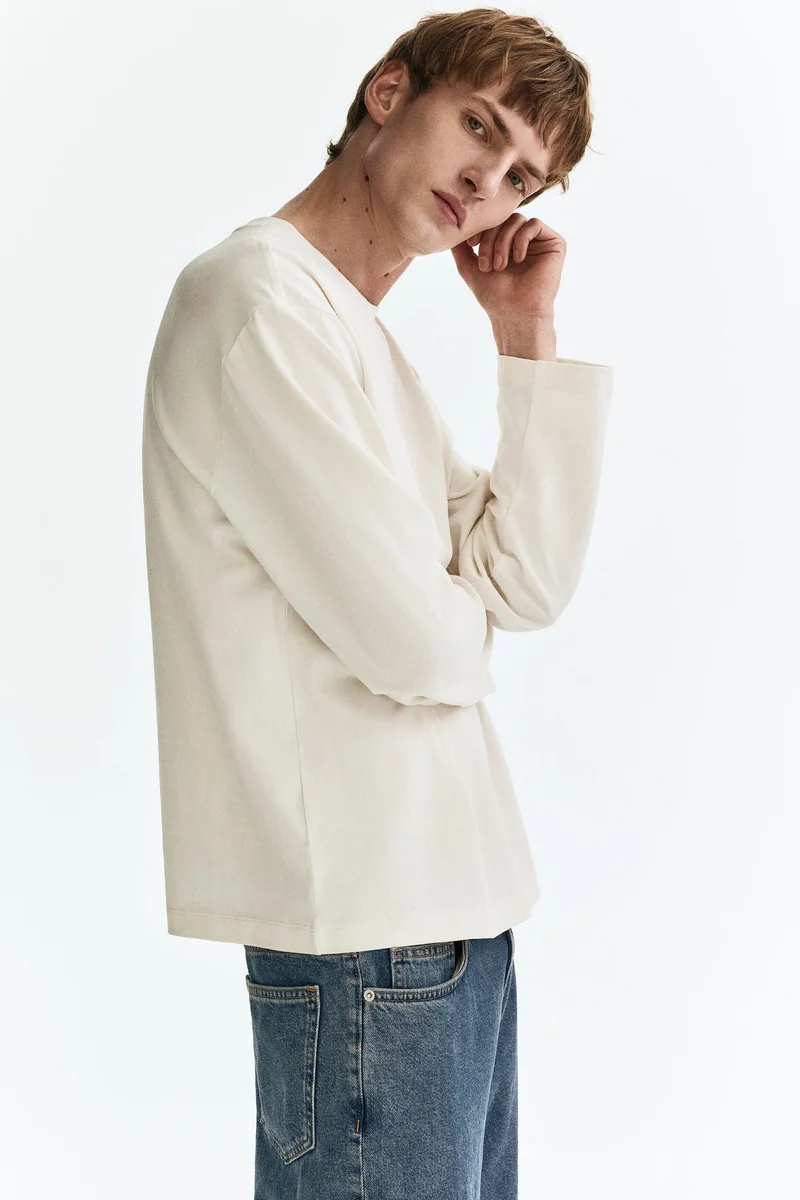 H&M  Loose Fit Long-sleeved T-shirt for Men | Best Price UAE