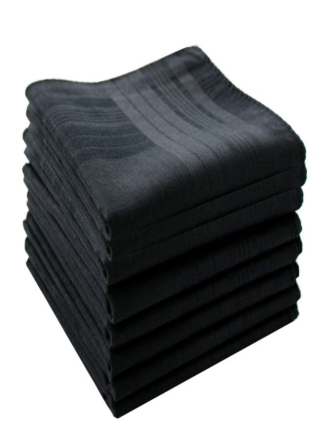 MemoryHanky Assorted Striped Men's Pocket Handkerchiefs 100% Cotton Soft Hankies Black 12 PCS - Image 1
