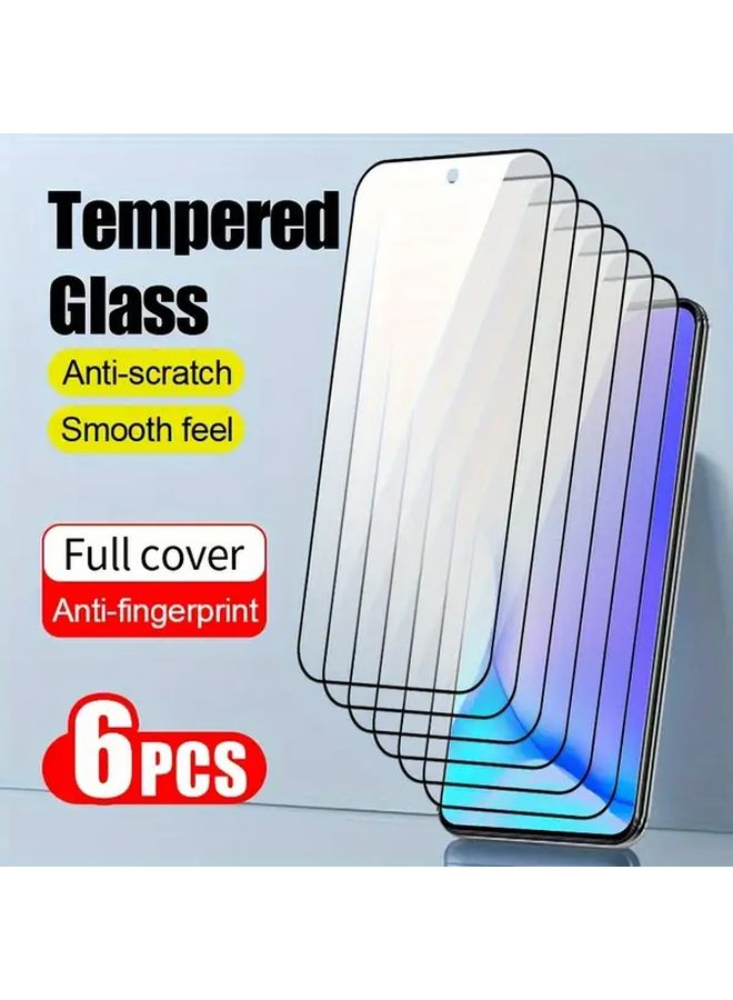 6Pcs Black Edge Tempered Film For Samsung Galaxy A33 5G Full Screen Full Coverage Screen Protector Sticker - Image 1
