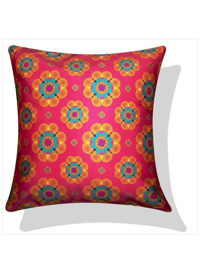 Vendola Vendola Decorative Satin 250TC Sofa Cushion Pillow Covers, Multicolor, Set of 5 Ethnic Cushion Covers(Amber,18x18 Inches) - Image 2