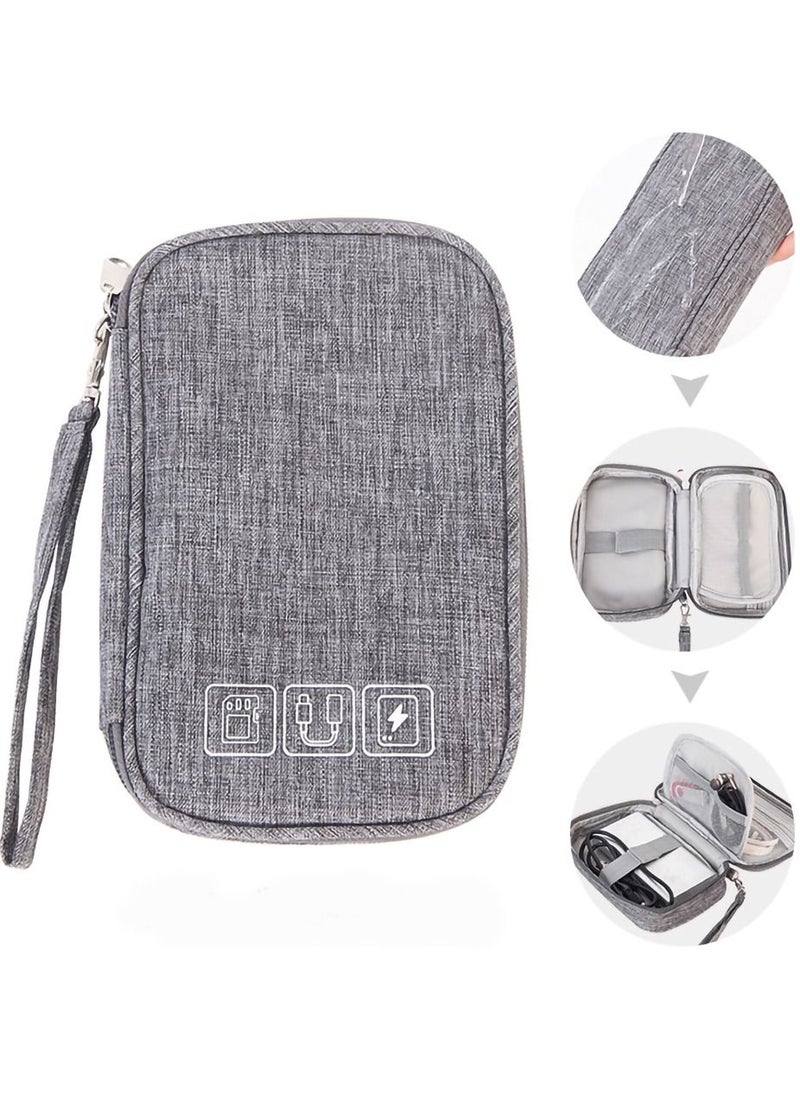 ماركة غير محددة Electronic Accessories Storage Bag Small Portable Travel Cable All-in-One Organizer for Power Cords, Chargers, Hard Drives, Headphones, USB, SD Cards, and More (Grey)  - Image 2