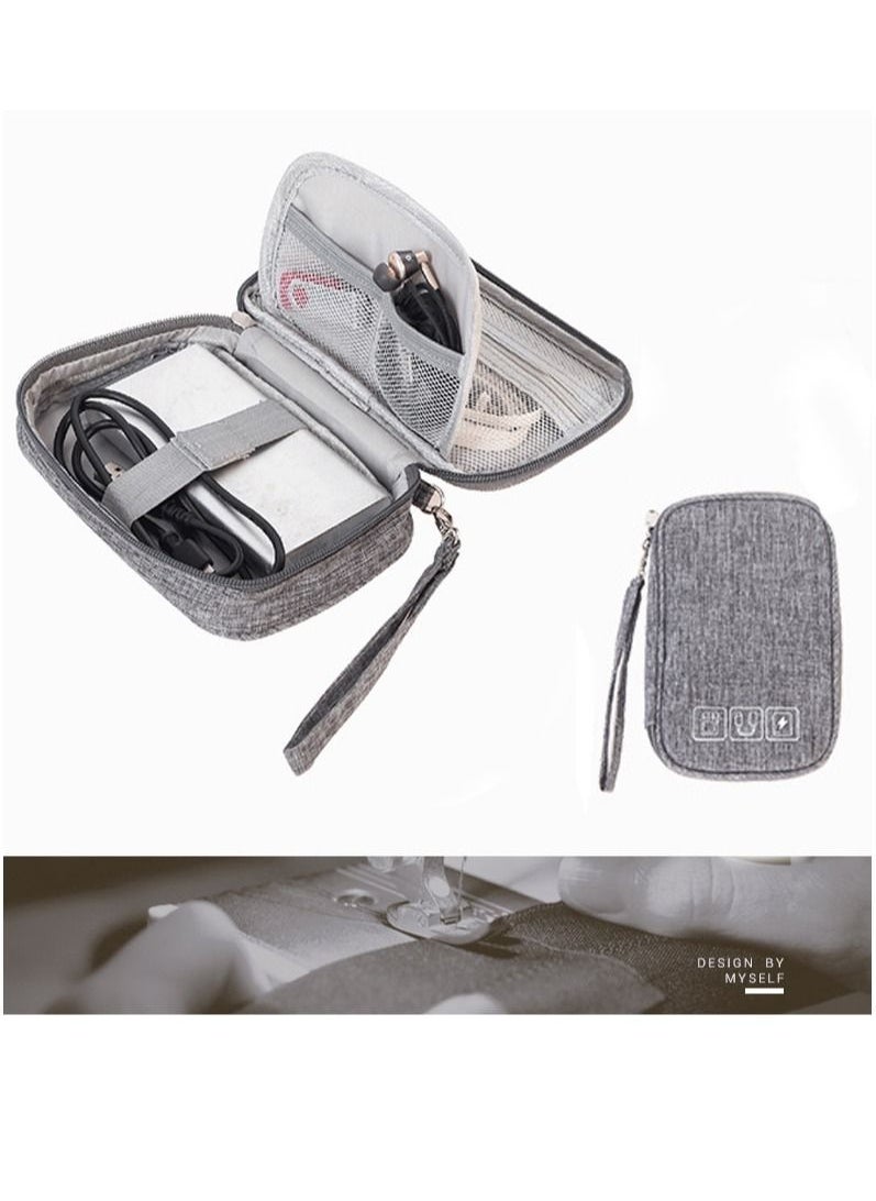 ماركة غير محددة Electronic Accessories Storage Bag Small Portable Travel Cable All-in-One Organizer for Power Cords, Chargers, Hard Drives, Headphones, USB, SD Cards, and More (Grey)  - Image 3