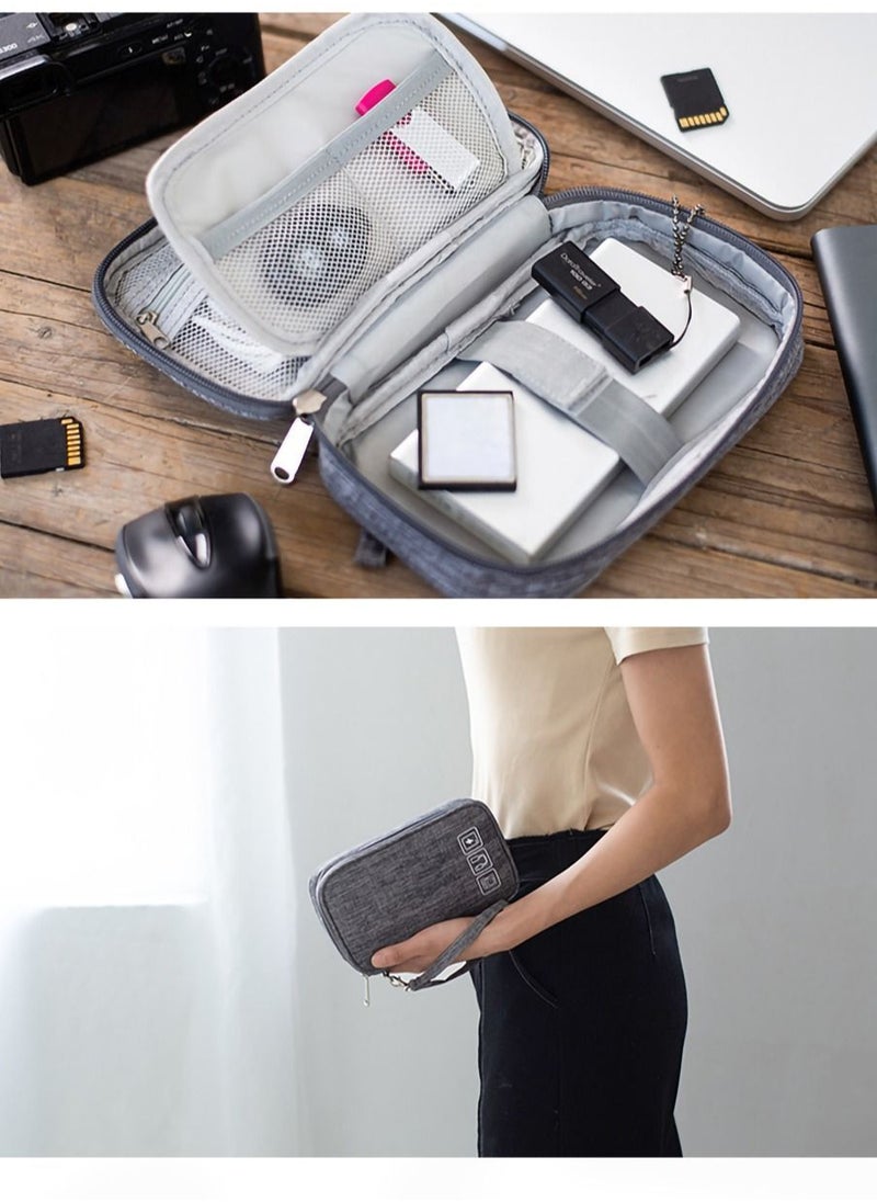 ماركة غير محددة Electronic Accessories Storage Bag Small Portable Travel Cable All-in-One Organizer for Power Cords, Chargers, Hard Drives, Headphones, USB, SD Cards, and More (Grey)  - Image 4