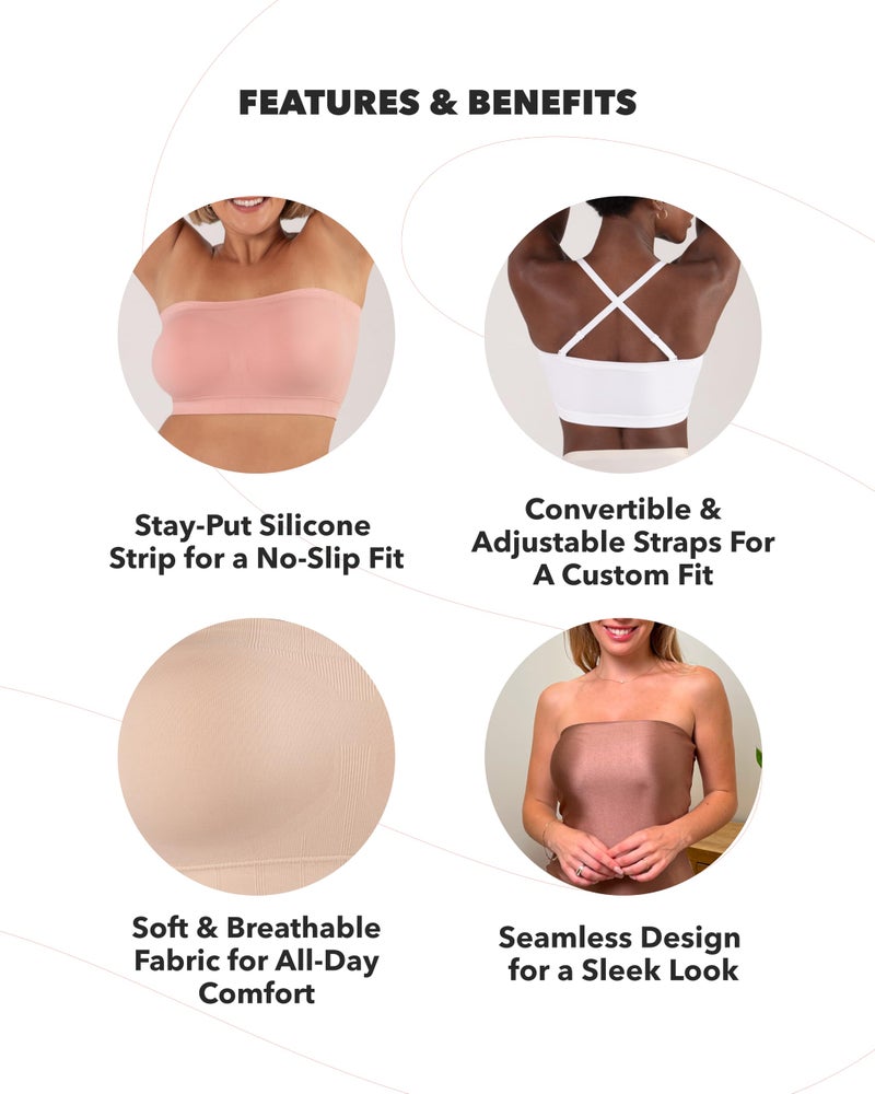SHAPERMINT Strapless Bra - Bandeau top, Strapless Bras for Women, Plus Size Lingerie for Women, Free Clear Bra Straps - Image 4