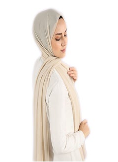 Long Chiffon Crepe Scarf - Color Beige Powder