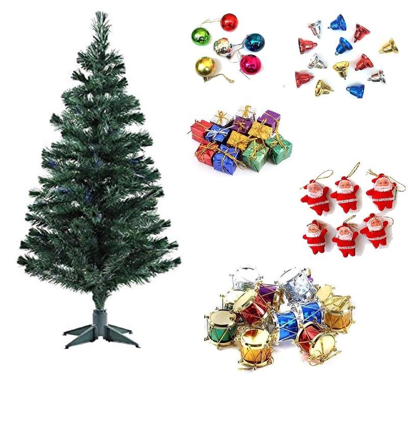 DEEPTI DECOR شجرة عيد الميلاد الصناعية DEEPTI DECOR بطول 4 أقدام مع زينة أفضل تزيين لعيد الميلاد السعيد وحفلة عيد الميلاد ورأس السنة الجديدة مجموعة زينة 48 قطعة - Image 1