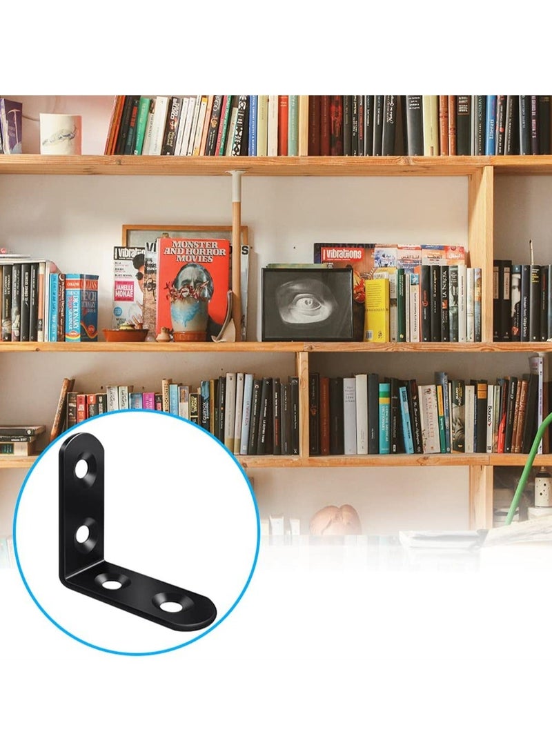 Generic - Corner Brace, 24Pcs Black 90 Degree Right Angle Metal Bracket, L Brackets for Furniture Cabinet with 72Pcs Screws, 12Pcs-40mm/12Pcs-20mm - Image 1