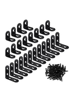 Generic Corner Brace, 24Pcs Black 90 Degree Right Angle Metal Bracket, L Brackets for Furniture Cabinet with 72Pcs Screws, 12Pcs-40mm/12Pcs-20mm  - Image 1