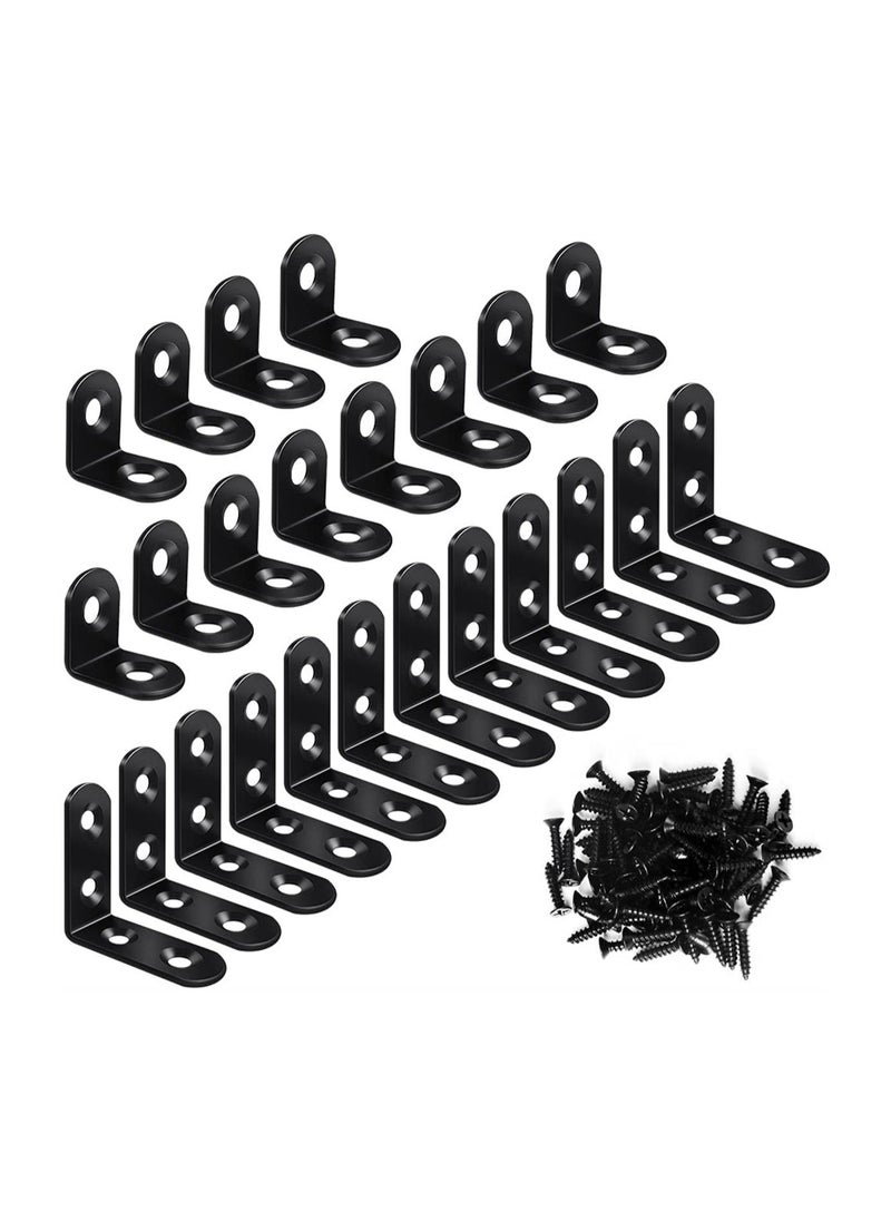 Generic - Corner Brace, 24Pcs Black 90 Degree Right Angle Metal Bracket, L Brackets for Furniture Cabinet with 72Pcs Screws, 12Pcs-40mm/12Pcs-20mm - Image 1