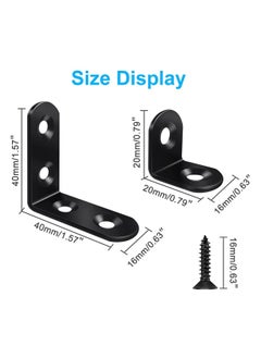 Generic Corner Brace, 24Pcs Black 90 Degree Right Angle Metal Bracket, L Brackets for Furniture Cabinet with 72Pcs Screws, 12Pcs-40mm/12Pcs-20mm  - Image 2