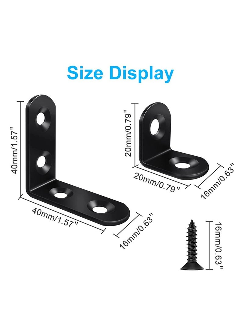 Generic - Corner Brace, 24Pcs Black 90 Degree Right Angle Metal Bracket, L Brackets for Furniture Cabinet with 72Pcs Screws, 12Pcs-40mm/12Pcs-20mm - Image 1