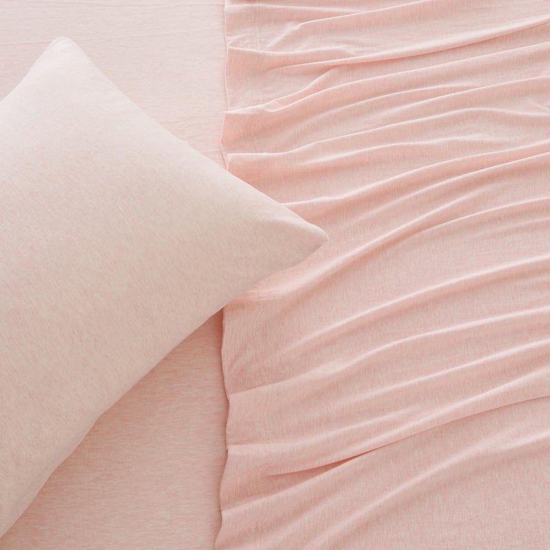 Great Bay Home Great Bay Home Cotton Jersey Knit Queen Sheet Set - Ultra-Soft  Stretchy  Heathered Melange Blush Pink Bed Sheets - Cozy  Soft T-Shirt Sheet & Pillowcase Set  - Image 4