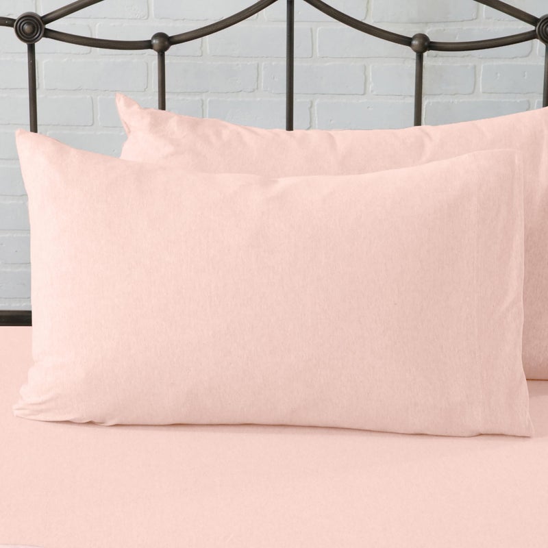 Great Bay Home Great Bay Home Cotton Jersey Knit Queen Sheet Set - Ultra-Soft  Stretchy  Heathered Melange Blush Pink Bed Sheets - Cozy  Soft T-Shirt Sheet & Pillowcase Set  - Image 2