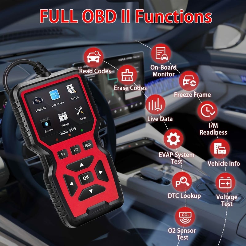 Orange 2025 OBD2 Scanner Diagnostic Tool Check Engine Code Reader Mode 6 Mode 8 I M Readiness Reset Auto Car Scan Tool For All OBDII Car Since 1996 - Image 2