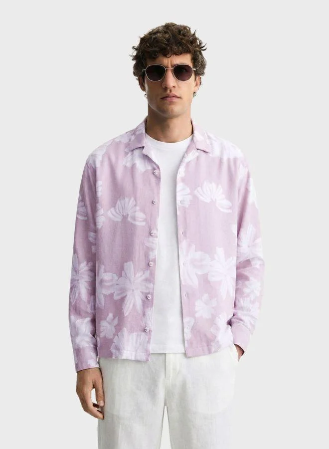 The Indian Garage Co Men Relaxed Fit Printed Cuban Collar Full Sleeves Shirt
