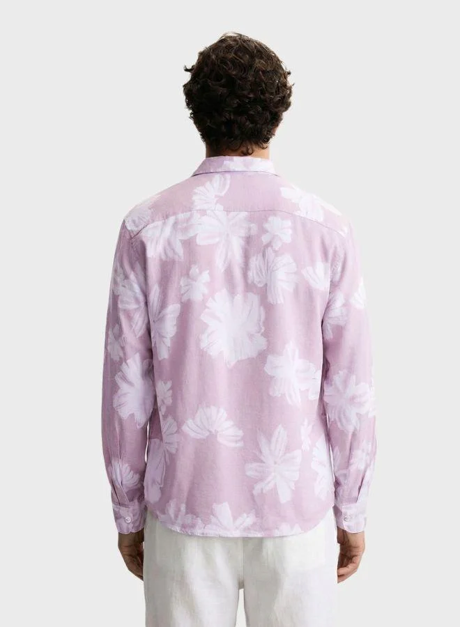 The Indian Garage Co Men Relaxed Fit Printed Cuban Collar Full Sleeves Shirt
