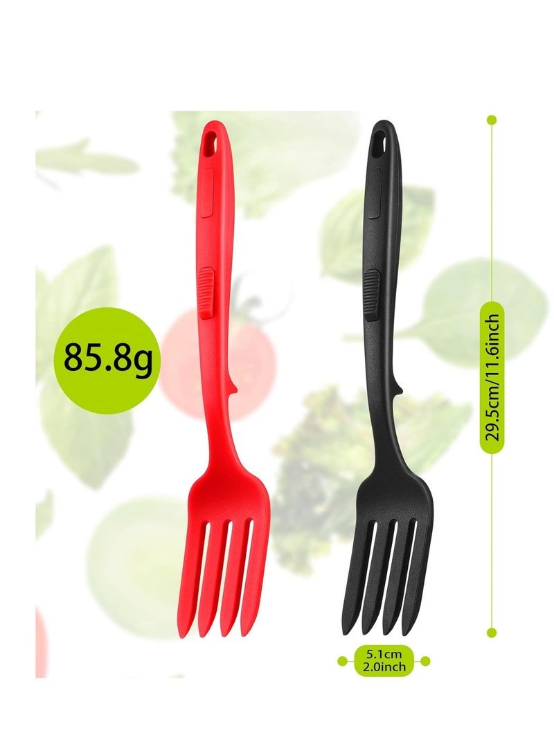 Flexible Fork, Silicone Fork, Heat-Resistant Cooking Fork Dishwasher Safe Blending Fork Kitchen Non Stick Fork Ultimate Fork for Mix Ingredients, Mash Food, Whisk Eggs (Red, Black) (2 Pcs) - Image 3