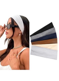 Lesha 6 Pcs Headbands, Non Slip Soft Cotton Sport Elastic Hairbands for Men and Women, Thin Summer Headband, Soft Cotton Hair Bands for Yoga, Workout, Running, Cycling(Multi)  - Image 1