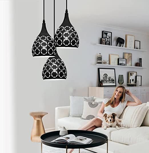 BrightLyt 3 Lights Round Cluster Ceiling Chandelier Hanging Light for Living Room, Pendant Lamps for Home Decoration (Aluminum) - Image 5