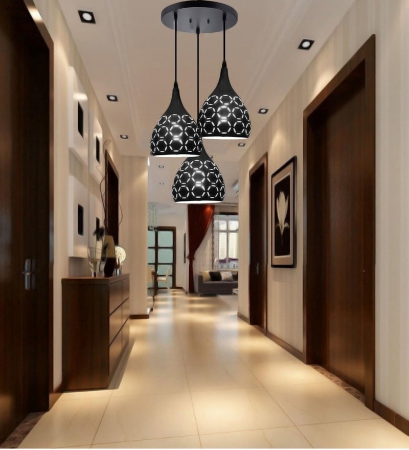 BrightLyt 3 Lights Round Cluster Ceiling Chandelier Hanging Light for Living Room, Pendant Lamps for Home Decoration (Aluminum) - Image 3