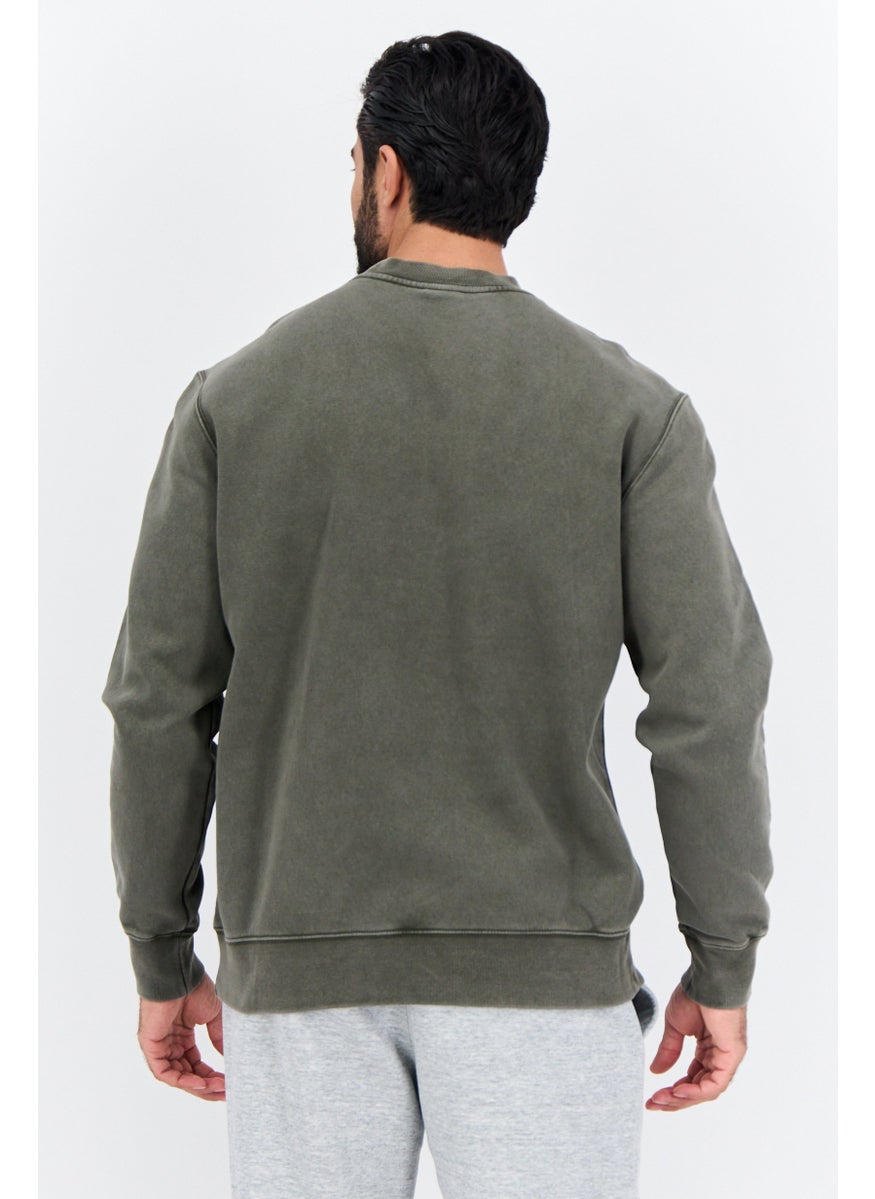 Champion Men Sportswear Fit Long Sleeves Outdoor Sweatshirt, Light Olive  - Image 3