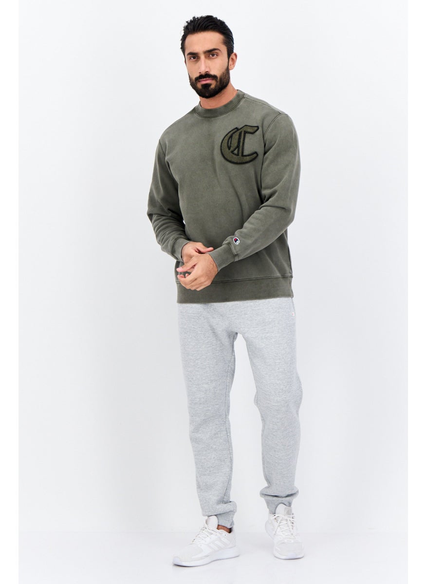 Champion Men Sportswear Fit Long Sleeves Outdoor Sweatshirt, Light Olive  - Image 4