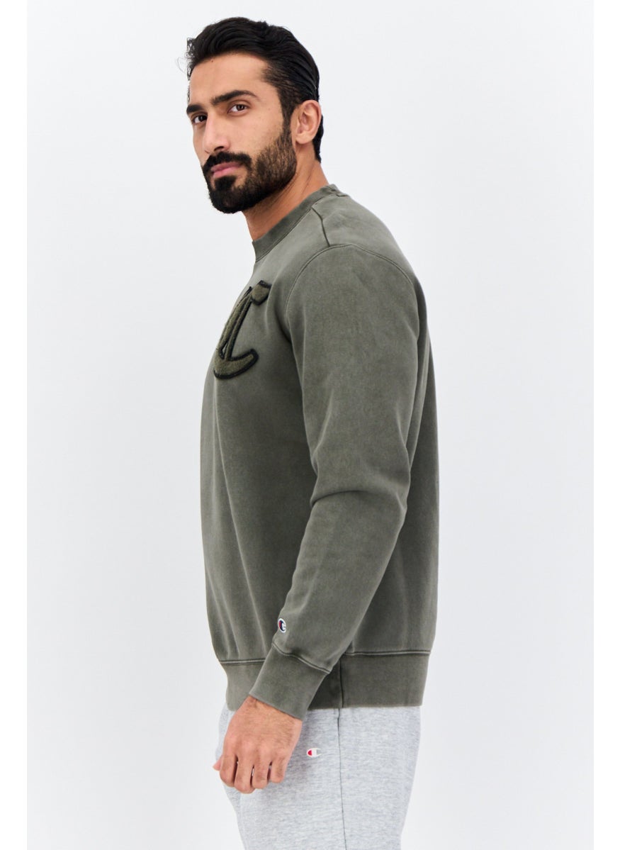 Champion Men Sportswear Fit Long Sleeves Outdoor Sweatshirt, Light Olive  - Image 2