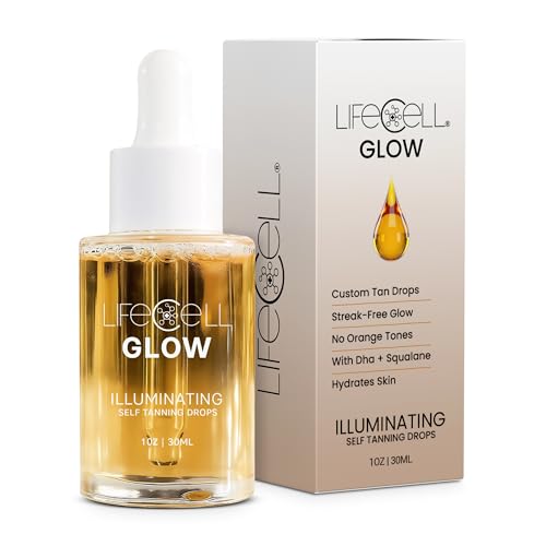 LifeCell Glow Self-Tanning Drops for Face & Body, DHA & Squalane Formula, Customizable Tan, Streak-Free, Hydrating, Fragrance-Free, Non-Comedogenic, Safe for All Skin Types, 1 Fl Oz - Image 1