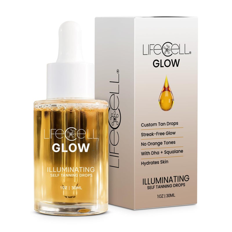 LifeCell Glow Self-Tanning Drops for Face & Body, DHA & Squalane Formula, Customizable Tan, Streak-Free, Hydrating, Fragrance-Free, Non-Comedogenic, Safe for All Skin Types, 1 Fl Oz - Image 3