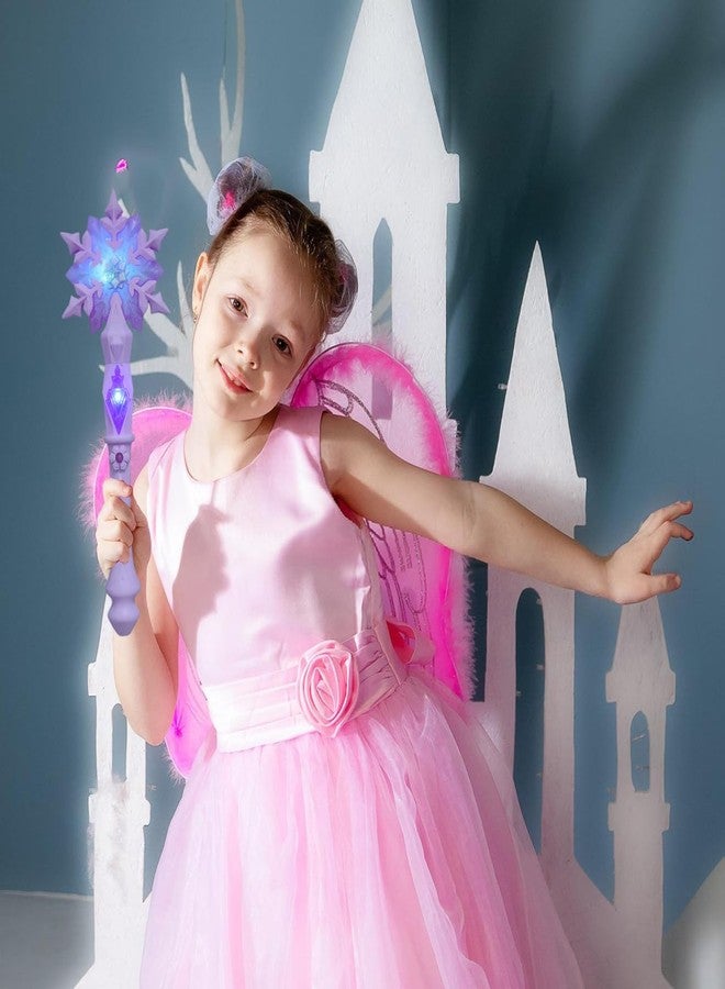 JOINPAYA 2Pcs Glow Snowflake Fairy Wand: Light Up Princess Wand with Sound for Girl Halloween Christmas Party Supplies, Princess Role Play Blue & Pink, 12.59 Inch - Image 3