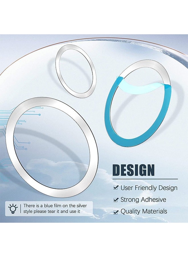 HY 12 Pieces Magnetic Wireless Car Charger Metal Rings with Sticker Universal Metal Rings Compatible with MagSafe Wireless Charger, Black and Silver - Image 3